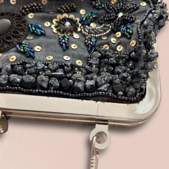 Embellished Evening Beaded Clutch Bag with Chain Strap - Picture 3 of 13